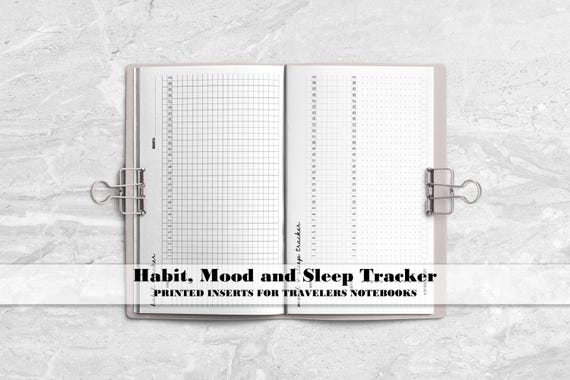 Undated Habit Tracker - Mood - Sleep Tracker - Printed Travelers Notebook Insert