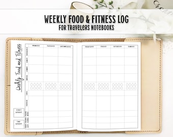 Weekly Food & Fitness Insert for your Traveler's Notebook - Printed Travelers Notebook Insert