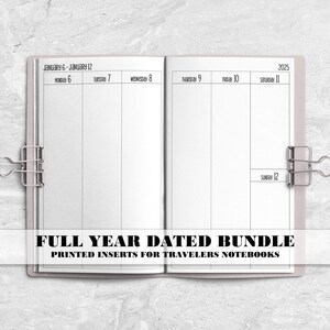 Insertos impresos con fecha anual para cubiertas de cuadernos de viaje - Pasaporte - Bolsillo - B6 - A6 - A5 - Estándar - Cuaderno - B6 Delgado - V-WO2P-0004