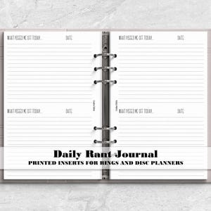 Inserto para diario de desahogo diario para agendas de anillas y discos - Inserto impreso para agenda