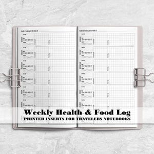Inserto para registro de salud y alimentación para cuadernos de viaje - Inserto impreso para cuaderno de viaje - FL0003