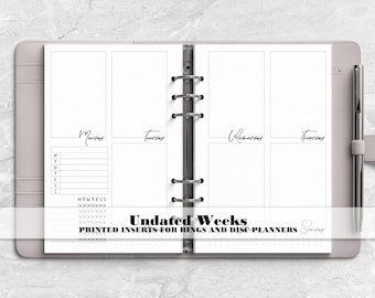 WO2P Rings Planner Insert - Week on 2 Pages Insert- Printed Planner Insert - Disc Planner Insert - Ring Planner Refill - V-0003
