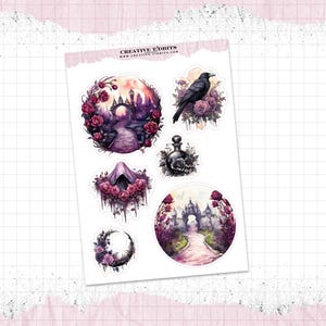Gothic Themed Journal and Planner Stickers Printed on your choice of Sticker Paper - Decorative Stickers - WS-0017