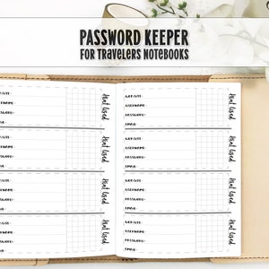 Password Keeper Insert for Traveler's Notebook - Printed TN Insert