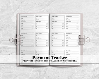 Payment Tracker Insert for Traveler's Notebook Covers - Printed Travelers Notebook Insert