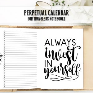 Perpetual Calendar for your Traveler's Notebook -  Printed Travelers Notebook Insert