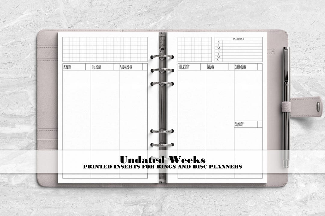 Vertical Week on 2 Pages Insert- Printed Planner Insert - Disc Planner ...