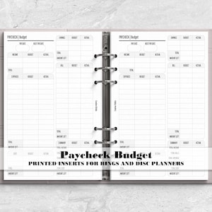 Paycheck Budget Printed Insert for Your Ring and Disc Bound Planners - Printed Planner Insert