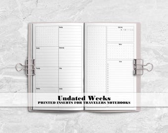 Dashboard Week on 2 Pages Printed Traveler's Notebook Insert - H-0028