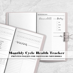 Yearly Period Tracker with Monthly Cycle Health Insert for Travelers Notebooks - Printed TN Insert