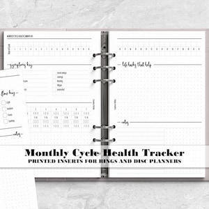 Yearly Period Tracker with Monthly Cycle Health for Ring or Disc Planners - Printed Planner Insert - Agenda Refill