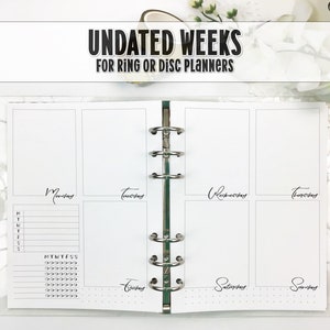WO2P Rings Planner Insert - Week on 2 Pages Insert- Printed Planner Insert - Disc Planner Insert - Ring Planner Refill - V-0003