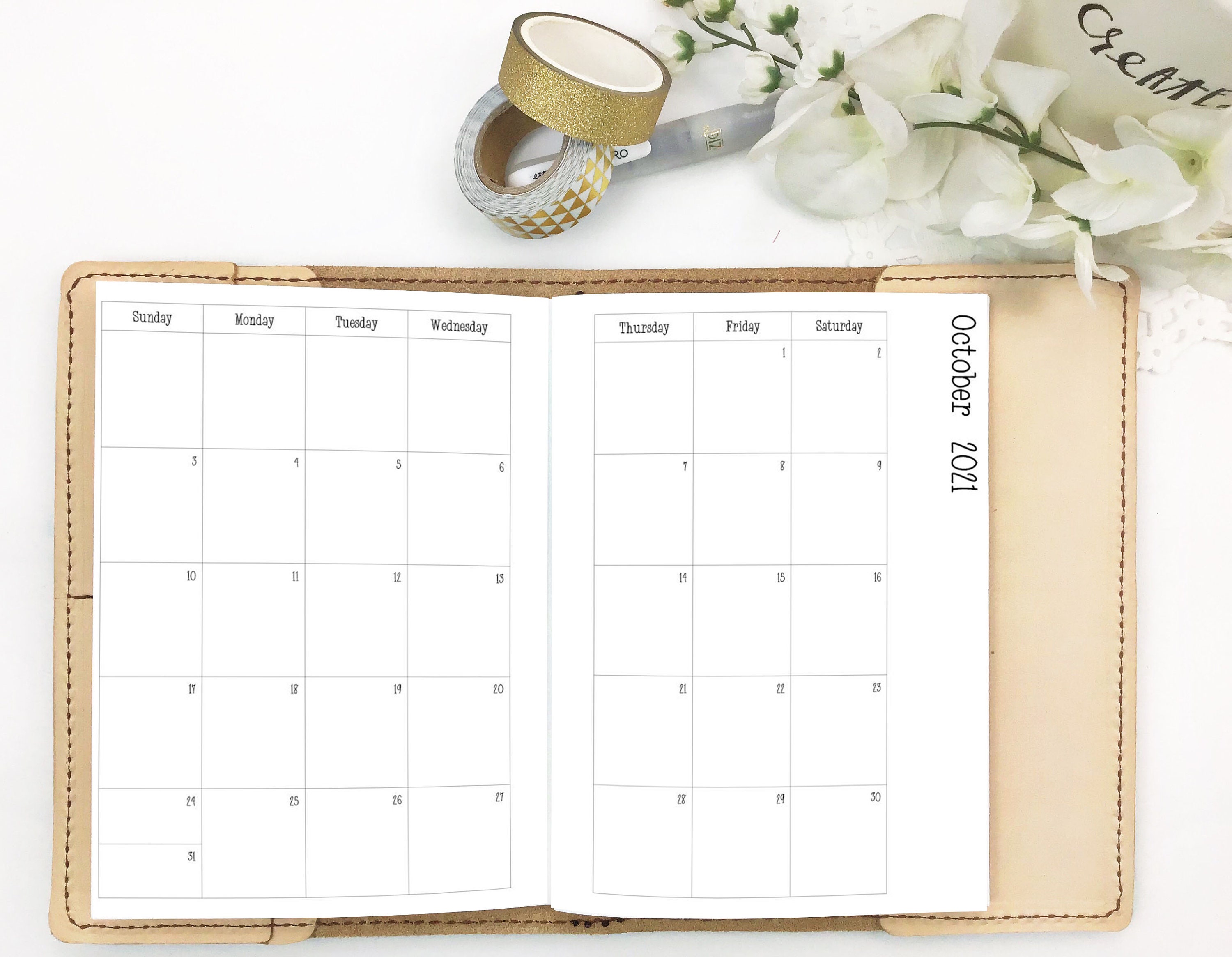 2021 2022 Academic Monthly Calendar For Travelers Notebooks Etsy