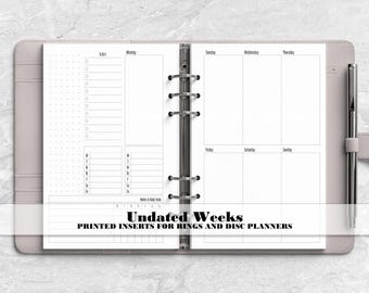 Week on 2 Pages Planner Insert - Printed Planner Insert - Ring Planner Refill - Disc Planner Insert - V-0016