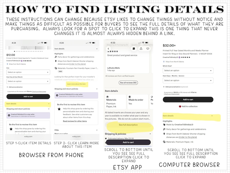 The image is a collage of various images, including a close-up of a product, a product description, and a list of item details. The image does not contain any text that can be described in more than one sentence.