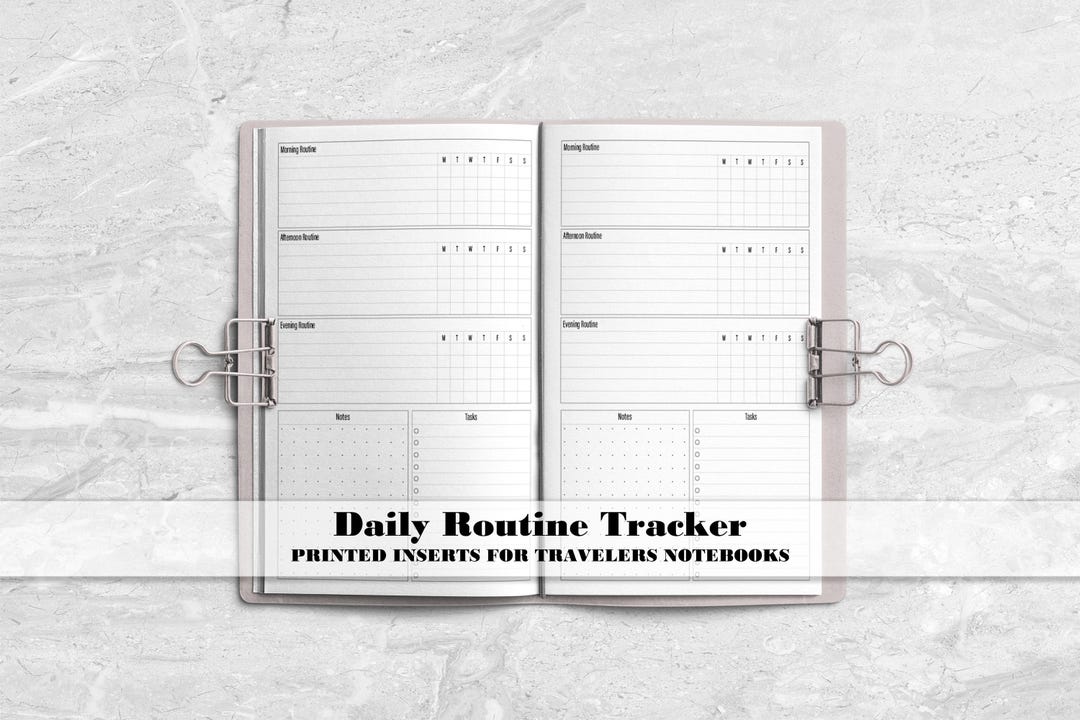 Daily Routine Planner Insert for Travelers Notebooks - Printed Insert ...
