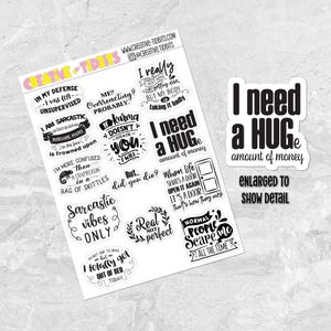 Citations sarcastiques - Ambiance sarcastique - Stickers script - Stickers agenda - Stickers citations drôles - Stickers - Stickers typographie