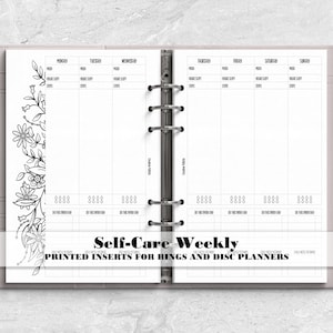 Self Care Weekly Insert - Week on 2 Pages Insert- Printed Planner Insert - Ring or Disc Bound Planner Refill -