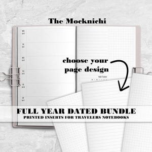 Printed Full Year Dated Insert for your Travelers Notebook Cover in the style of Hobonichi Weeks - Mocknichi