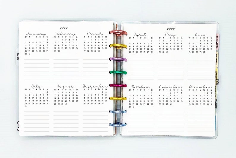 2022 Dated Insert for Ring or Disc Bound Planners A5 Wide Etsy