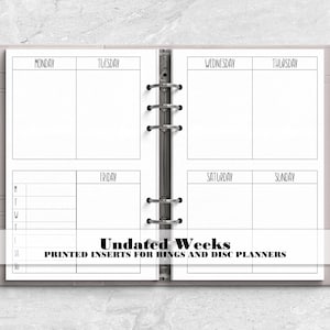 Week on 2 Pages Planner Insert - Planner Insert - Printed Insert - Rings Insert - WO2P Insert - V-0002