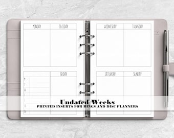 Week on 2 Pages Planner Insert - Planner Insert - Printed Insert - Rings Insert - WO2P Insert - V-0002