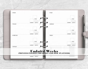 Horizontal Week on 2 Pages Insert - WO2P Insert - Printed Planner Insert - Disc Planner Insert - Ring Planner Refill - H-0005