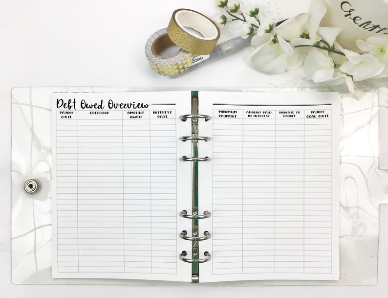 2 Income Budget Insert with Debt Payoff for Ring and Disc Bound Planners Printed Planner Insert image 3