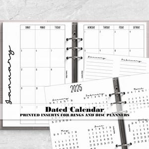 Dated Monthly Calendar for Ring or Disc bound Planner - Dated Monthly Calendar - Choose Your Year - DM-0003