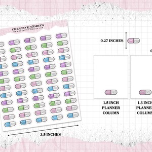 Medication Tracker Stickers for your Planner - Supplement Tracker - Vitamin Tracker - Planner Stickers - Functional Planner Stickers image 2