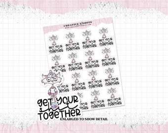 Get your sh*t together snarky cat sticker sheet - Planner Stickers