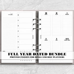 Planificador impreso con meses y semanas, año completo, para agendas de anillas o discos - V-WO2P-0009