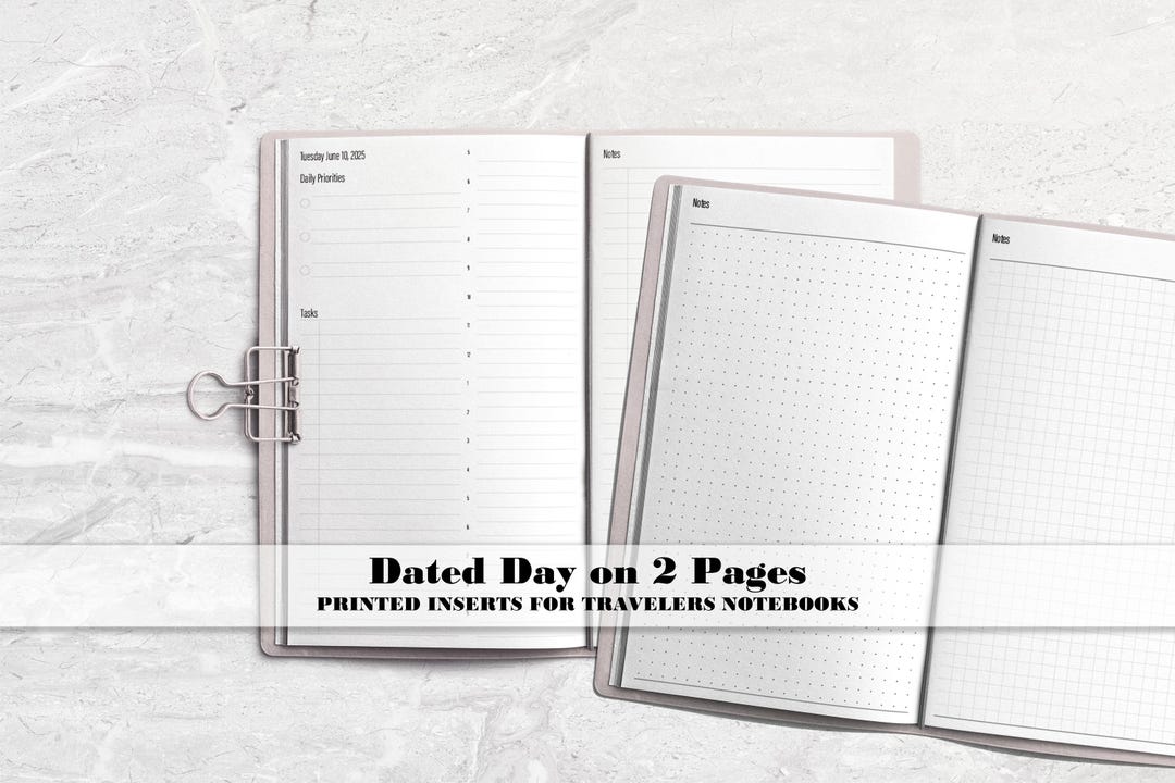 Dated Day on 2 Page Travelers Notebook Insert - Printed Travelers ...