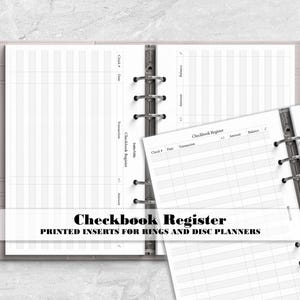 Printed Checkbook Register Insert for Ring or Disc Bound Planners - Printed Planner Insert