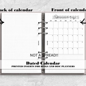 Dated Monthly Calendar for Ring or Disc bound Planner - Dated Monthly Calendar on 1 Page - DM-0009