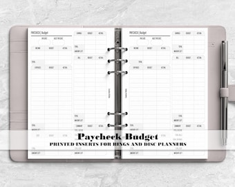 Paycheck Budget Printed Insert for Your Ring and Disc Bound Planners - Printed Planner Insert