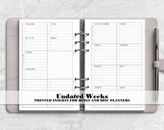Week on 2 Pages - Printed Planner Insert - Disc Planner Refill - Ring Planner Insert- List Maker - V-0005