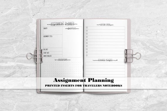 Assignment Planner Insert for Travelers Notebooks - Printed Travelers Notebook Insert