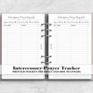 Intercessory Prayer Request List Insert for Ring and Disc Planners - Printed Planner Insert - PRL0001