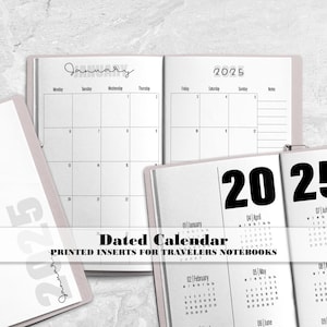 Dated Monthly Calendar for Travelers Notebook - Dated TN Insert - DM-0008