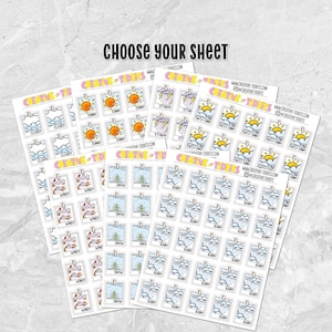 Feuille d'autocollants météo Doodle - suivi météo - choisissez votre feuille