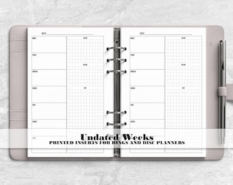 Horizontal Week on 1 Page - Printed Planner Insert - Ring Planner Insert- Discbound Planner Insert - Minimalist Planner - H-0018