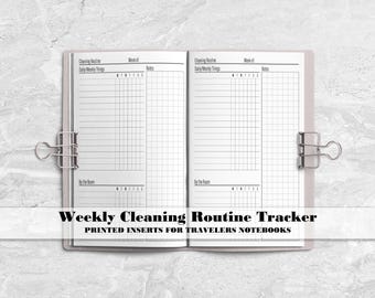 Weekly Cleaning Tracker for Travelers Notebook Covers - Printed Planner Insert - Cleaning Routine Tracker