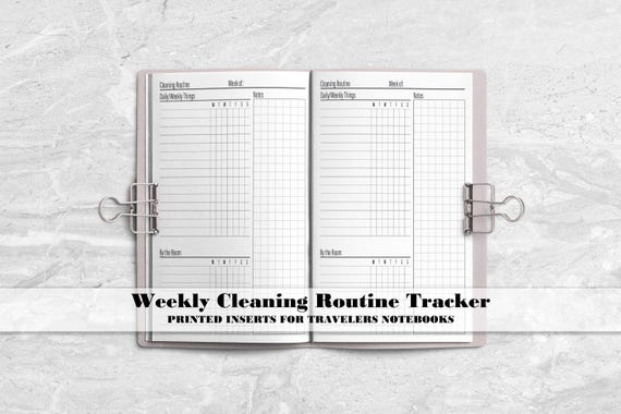 Weekly Cleaning Tracker for Travelers Notebook Covers - Printed Planner Insert - Cleaning Routine Tracker
