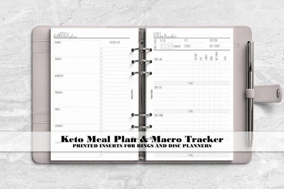 Keto Meal Planner for Ring Bound Planners - Printed Planner Insert - Disc Planner Refill