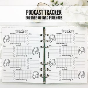 Podcast Tracker Insert for Ring and Disc Bound Planners - Printed Planner Insert