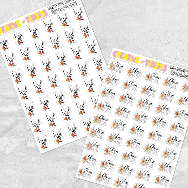 Bird Care Planner Stickers - Feed the Bird Stickers - Clean Bird Cage Stickers - Planner Stickers - Functional Planner Stickers - Reminders