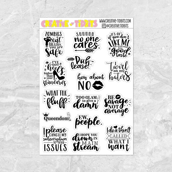 Sassy Stickers Script Stickers Planner Stickers Funny | Etsy