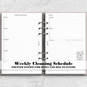 Cleaning Schedule for Ring or Disc Bound Planner - Printed Planner Insert
