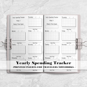 Yearly Spending Tracker - Printed Travelers Notebook Insert - Finance Tracker - Budget Helper